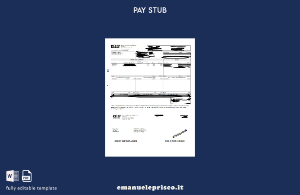 modello Kelly Paystub in stile verificato
